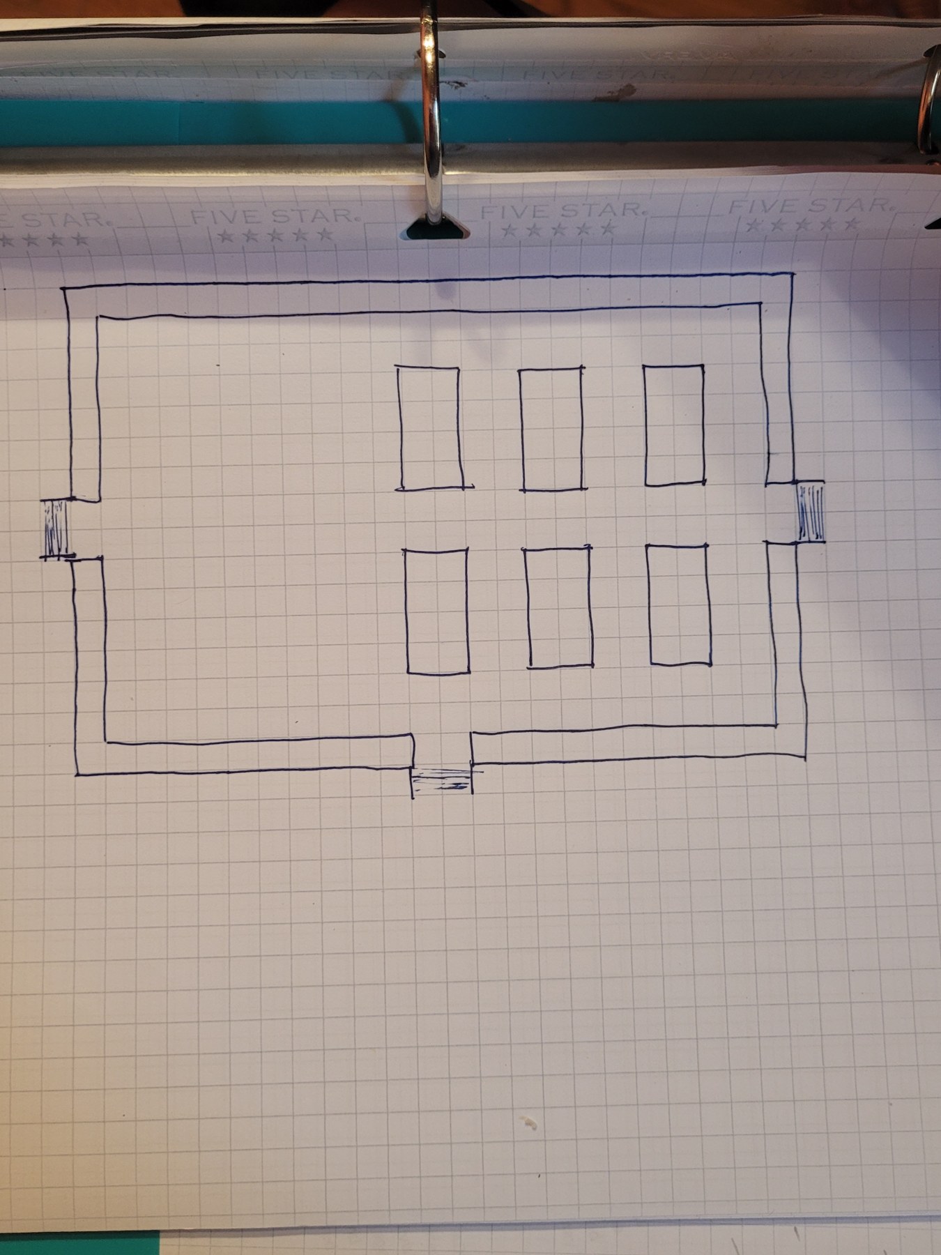 The garden layout, sketched on graph paper.