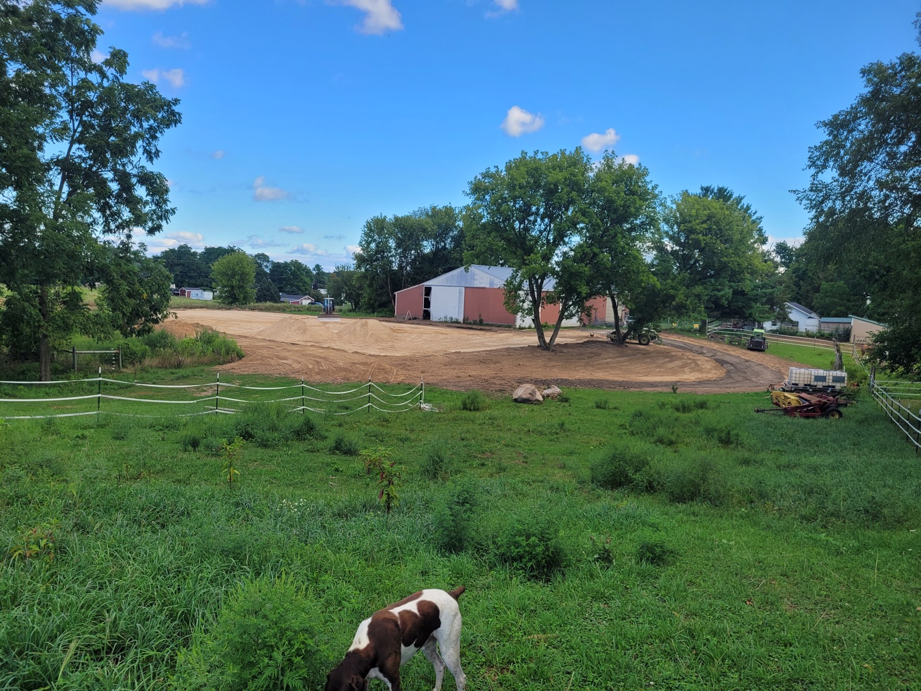 The arena and relocated road during construction, August 21, 2025.